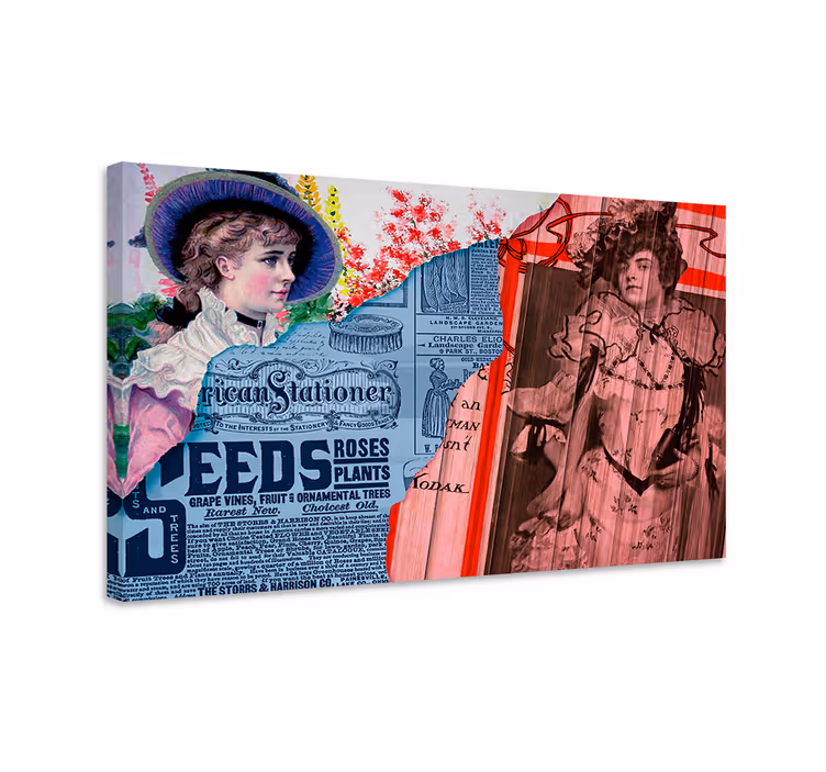 Retro kolaj tuval sanat baskıları - TenStickers