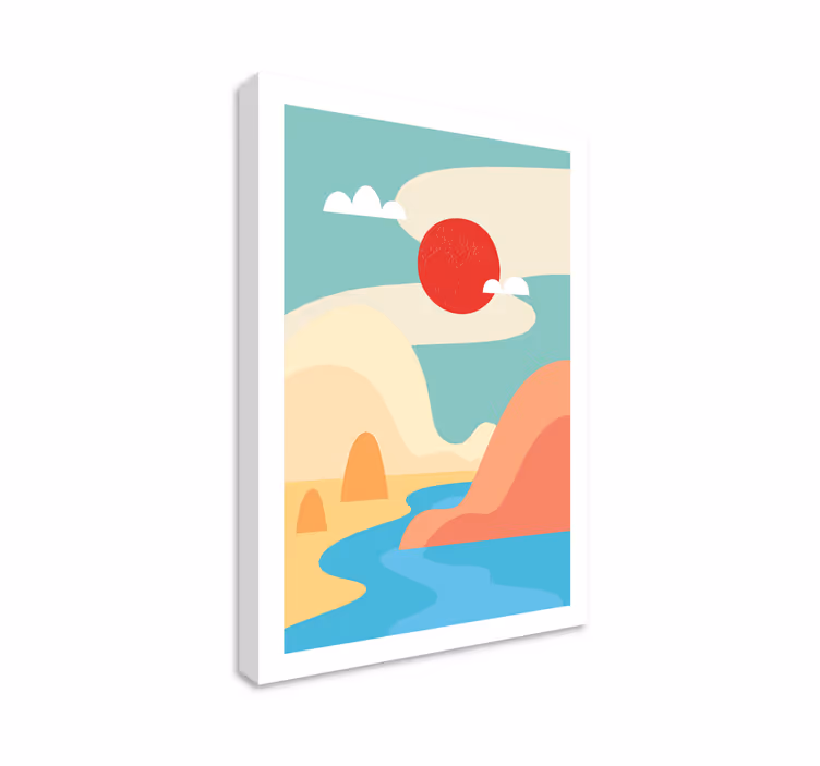 Soyut dağlar ve nehir kanvas tabloları - TenStickers