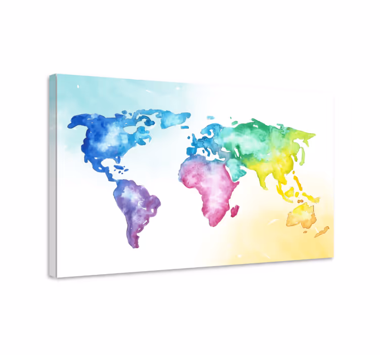 Dünya haritası tablo sulu boya küresel atlas - TenStickers