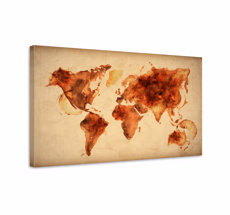 Dünya haritası tablo aquarelle küresel harita - TenStickers