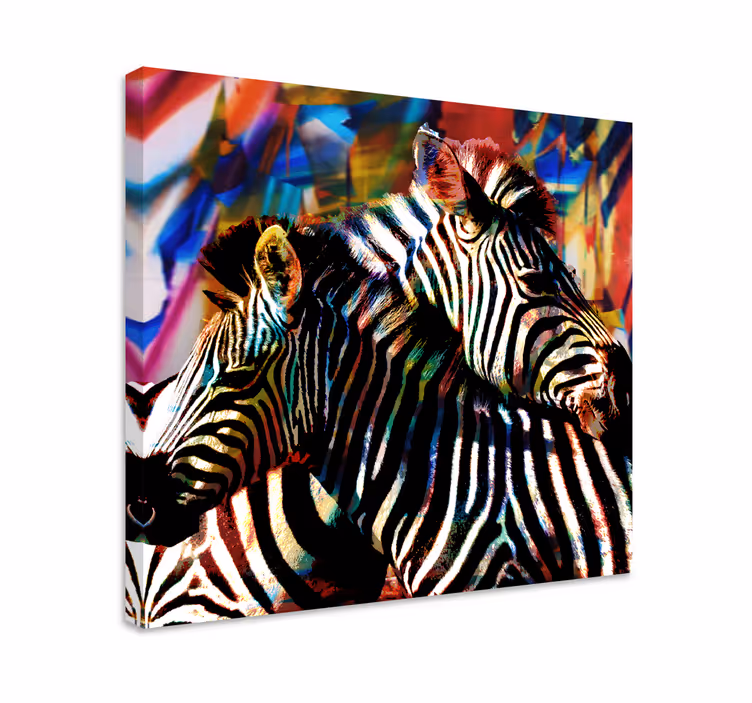 Hayvanlar tablo renkli zebra Çifti - TenStickers