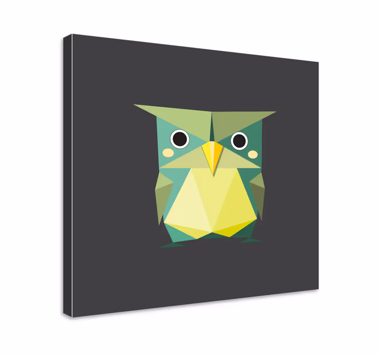 Geometrik yeşil baykuş hayvanlar tablo - TenStickers