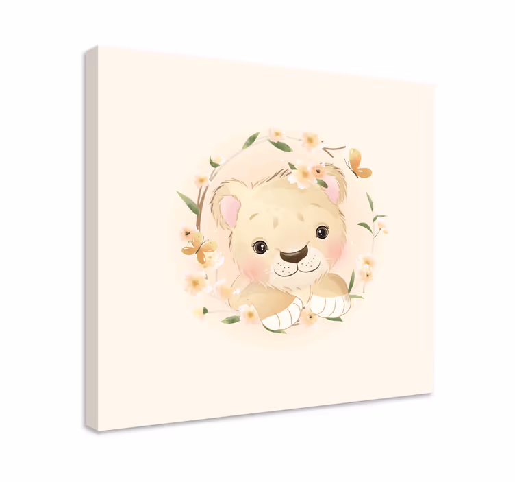 Taç çiçekli kedi kanvas tablo - TenStickers