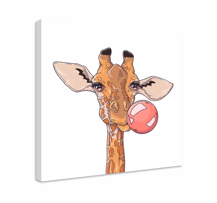 Ciklet hayvan kanvas baskılı zürafa - TenStickers