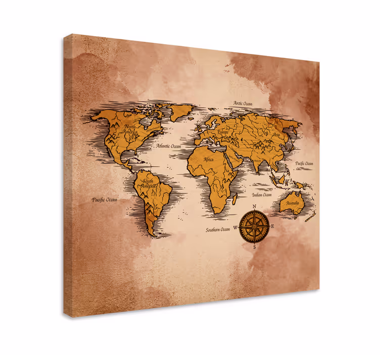 Adları ile vintage dünya haritası tuval - TenStickers