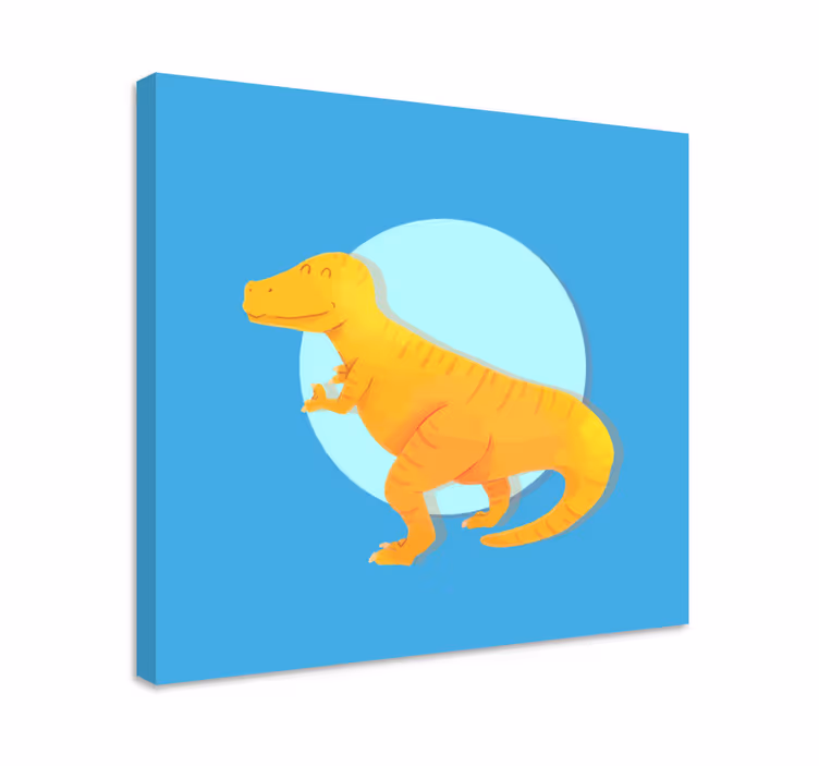 Dinozor kanvas tablo neşeli t-rex - TenStickers
