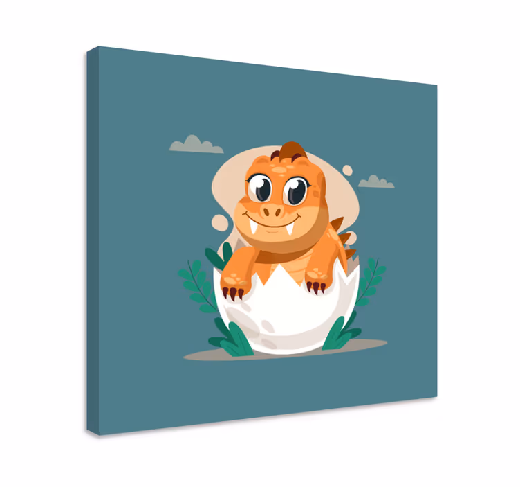 Dinozor kanvas tablo sevimli yumurtadan Çıkan - TenStickers