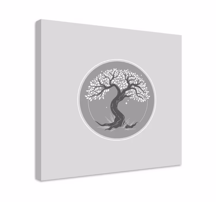 Beyaz ağaç duvar sanatı tuval ile gri - TenStickers