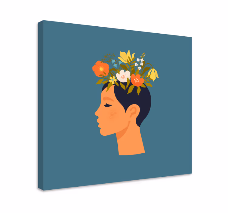 çiçek tacı olan kadın çiçek tuvali - TenStickers
