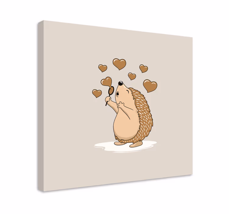 Hayvanlar tablo mutlu kirpi kalpleri - TenStickers