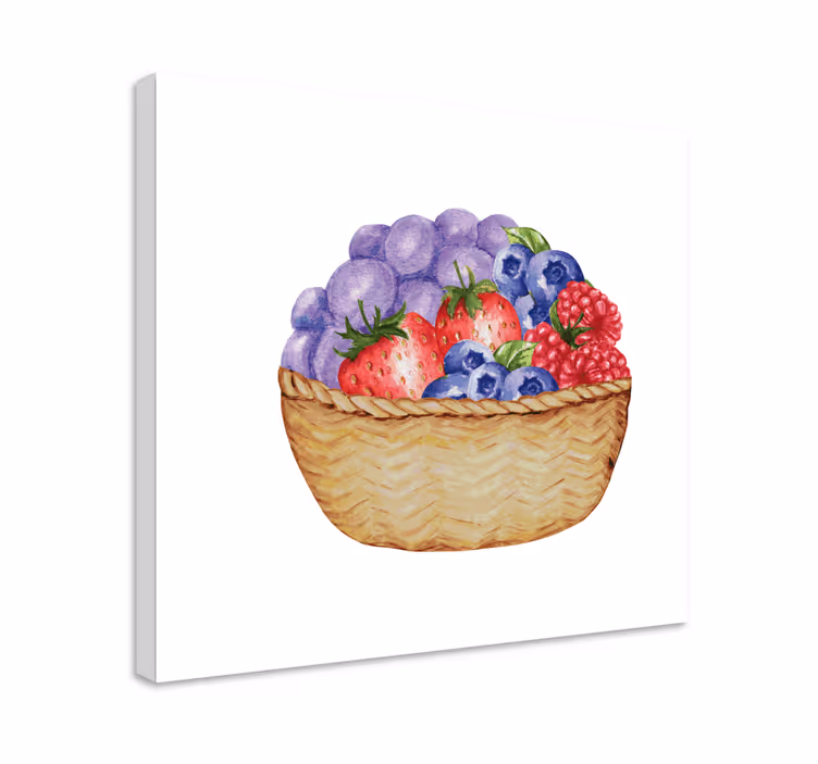çilek meyve tuval ile sepet - TenStickers