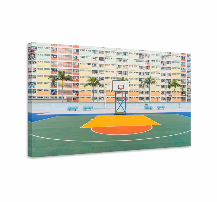 Basketbol sahası yeşil ev kanvas baskılar - TenStickers