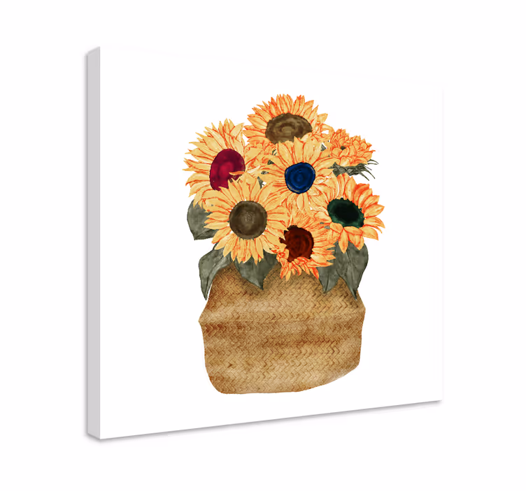 Renkli ayçiçeği saksısı çiçek tuvali - TenStickers