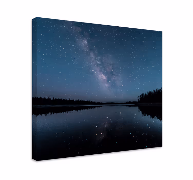 Gece gölü manzara tuvali - TenStickers