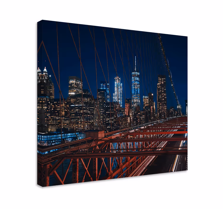 Şehirler ve Ülkeler kanvas tablo brooklyn köprüsü manzarası - TenStickers