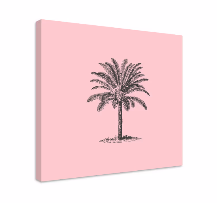 Pembe palmiye ağacı tasarımı tuval duvar sanatı - TenStickers