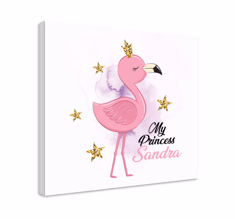 Adı tuval ile şirin flamingo prenses - TenStickers