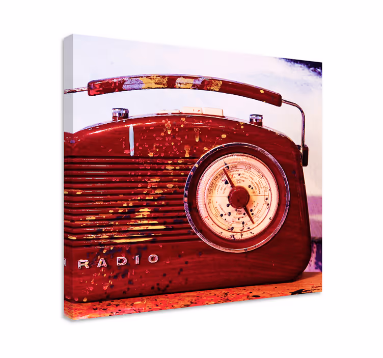 Kırmızı bağbozumu radyo retro tuval sanatı - TenStickers