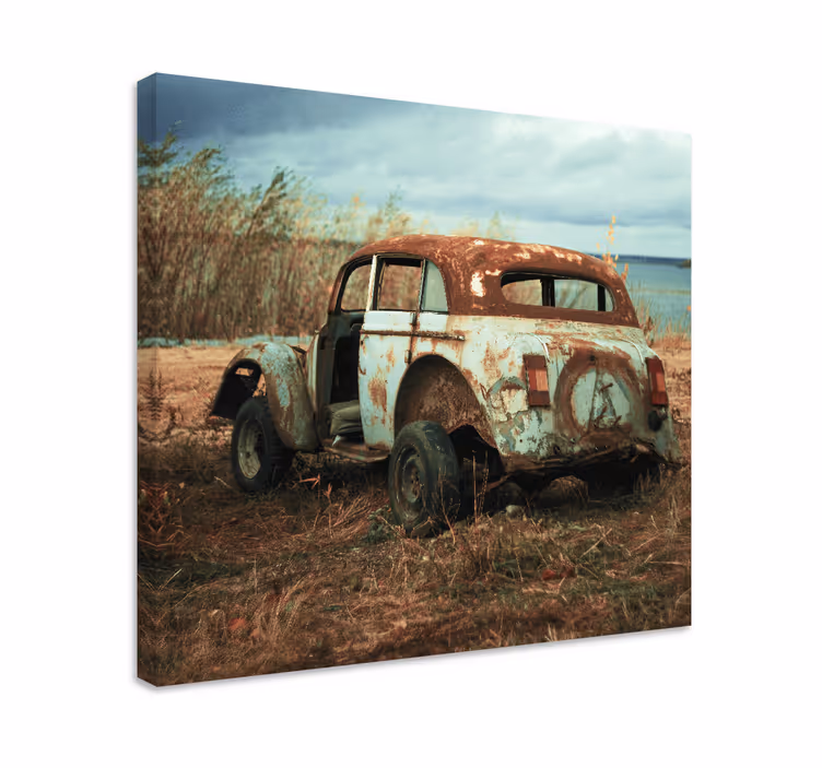 Vintage tablo paslanmış klasik araba - TenStickers