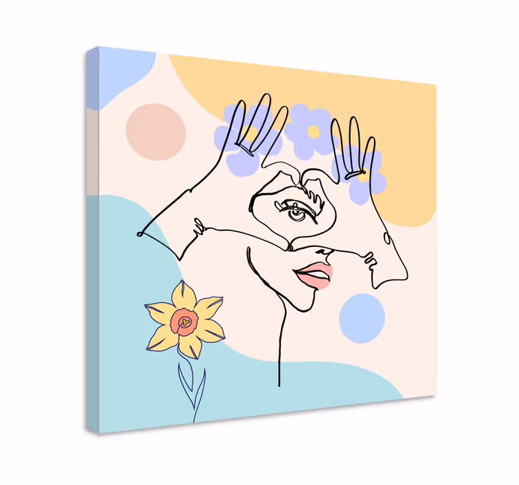 Soyut el çizgi çalışması sanat tablo - TenStickers