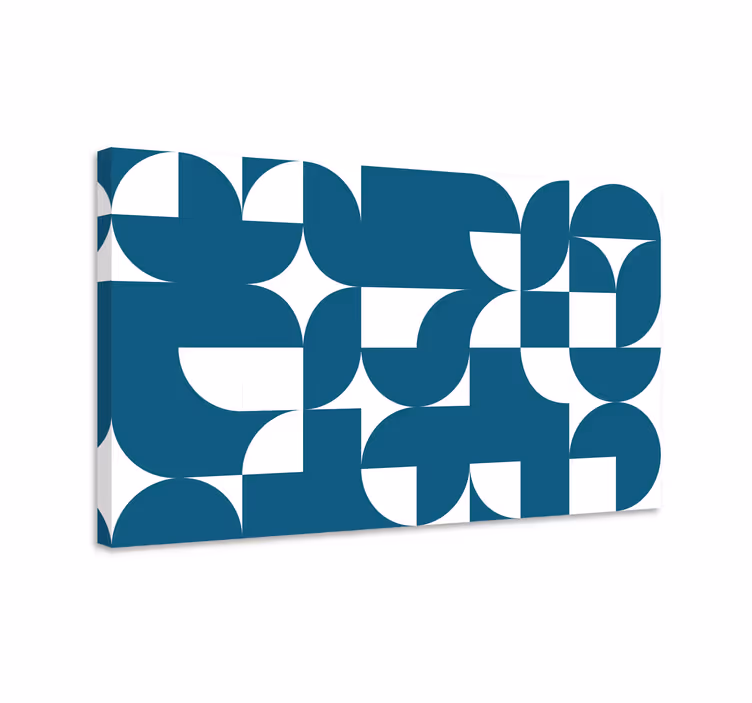 Mavi ve beyaz desen geometrik tuval - TenStickers