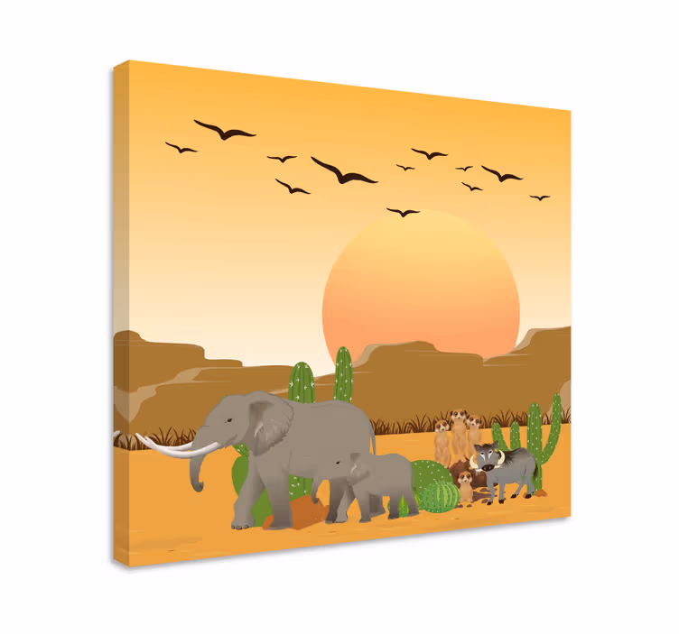 Fil tablo Çöl safari manzarası - TenStickers