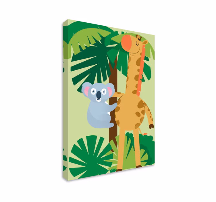 Bir zürafa kreş tuval sarılma koalas - TenStickers