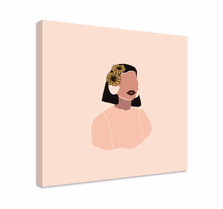 Güzel kadın ayçiçeği yüz çiçek tuval - TenStickers