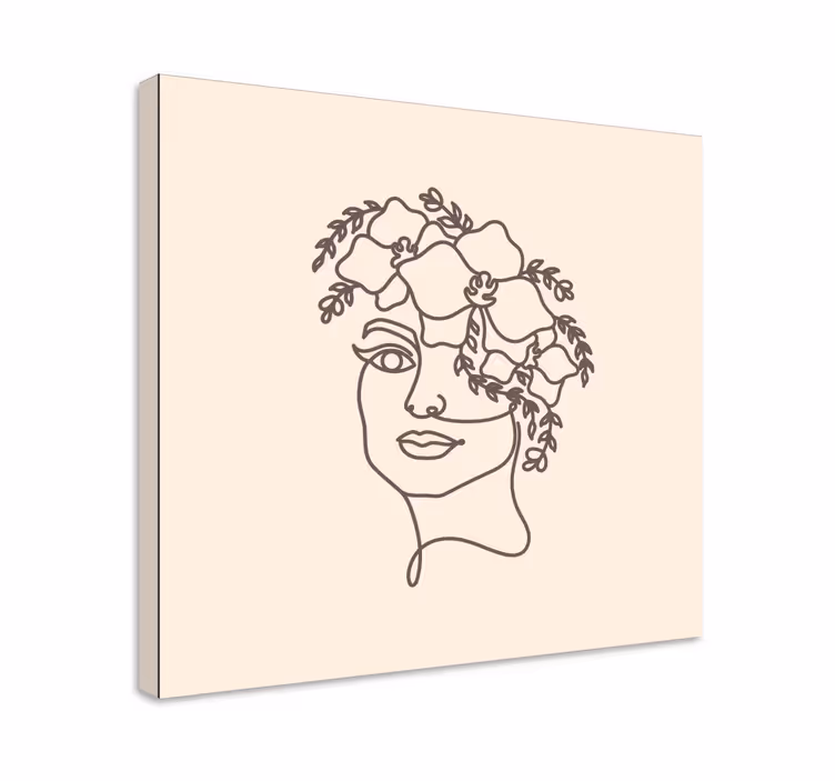 Siluet minimalist sevimli kadın çiçek tuval - TenStickers
