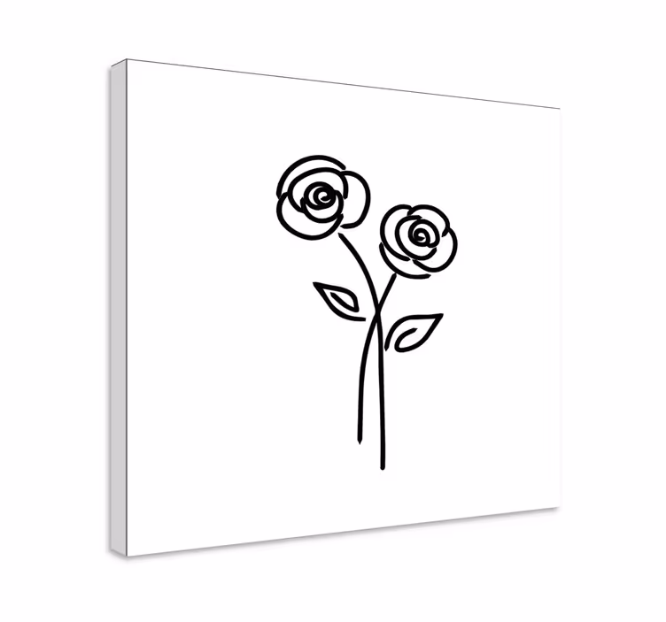 Gül çifti minimalist tasarım çiçek tuvali - TenStickers