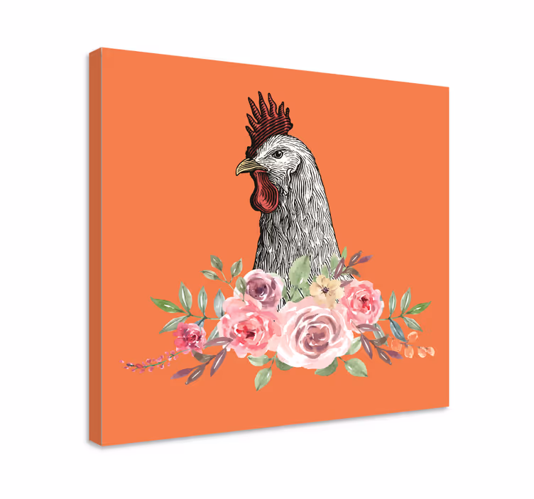 Hayvanlar tablo - Çiçeklerle horoz - TenStickers