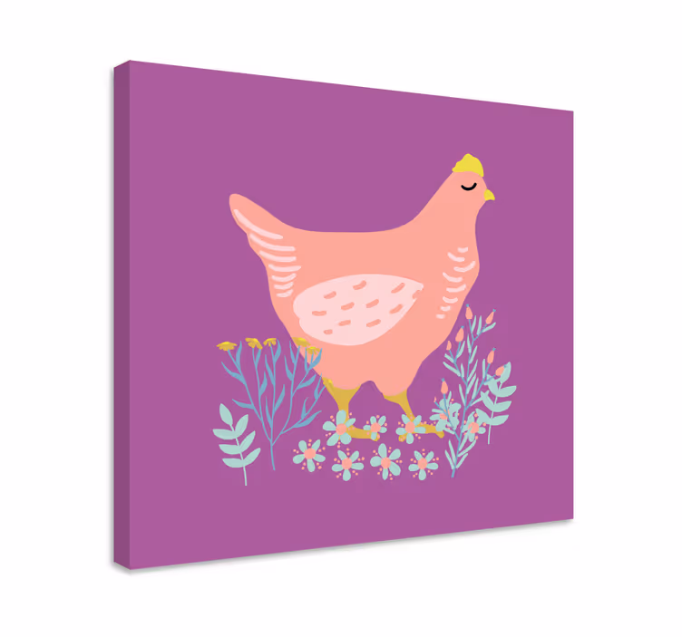 çim kuş tuval sanat üzerinde çok renkli civciv - TenStickers
