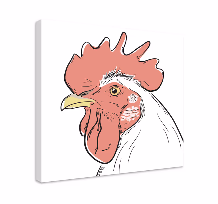 Beyaz tavuk portre kuş tuval sanatı - TenStickers