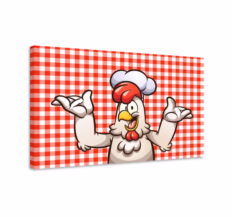 çizgi film tavuk aşçı kuş tuval sanatı - TenStickers