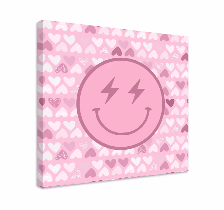 Pembe yıldırım gülen yüz tuval duvar sanatı - TenStickers