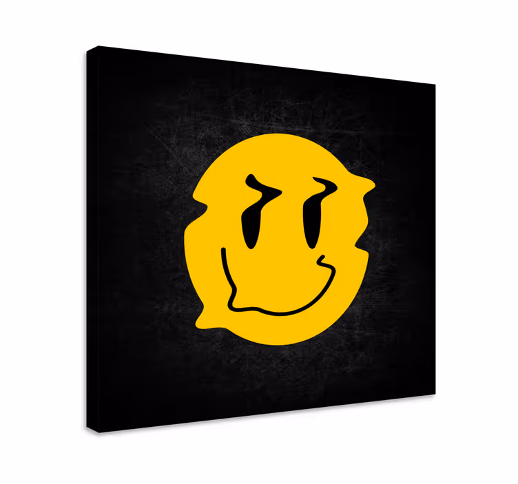 Sarı çarpık gülümseme modern tuval duvar sanatı - TenStickers