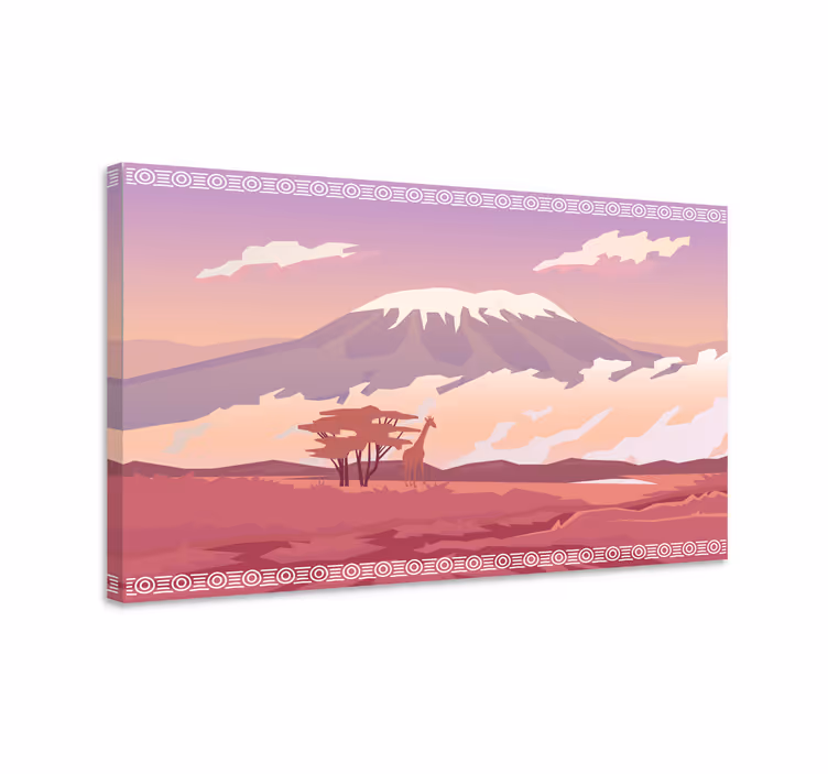 Tablo manzaraları giraffe dağ manzarası - TenStickers