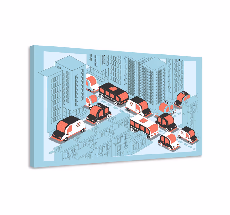 Şehirler ve Ülkeler kanvas tablo - Şehir trafik manzarası - TenStickers