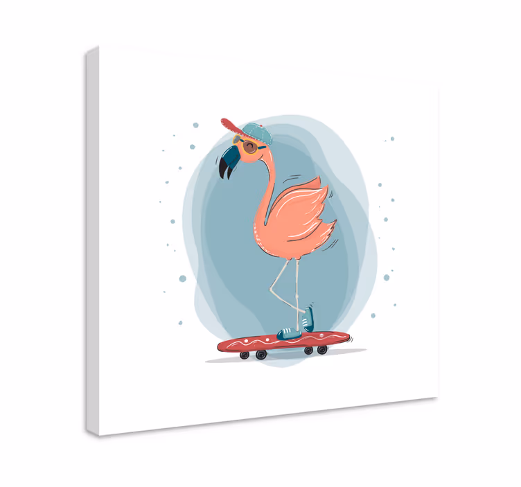 Bir kaykay girişinde flamingo tuval sanatı - TenStickers