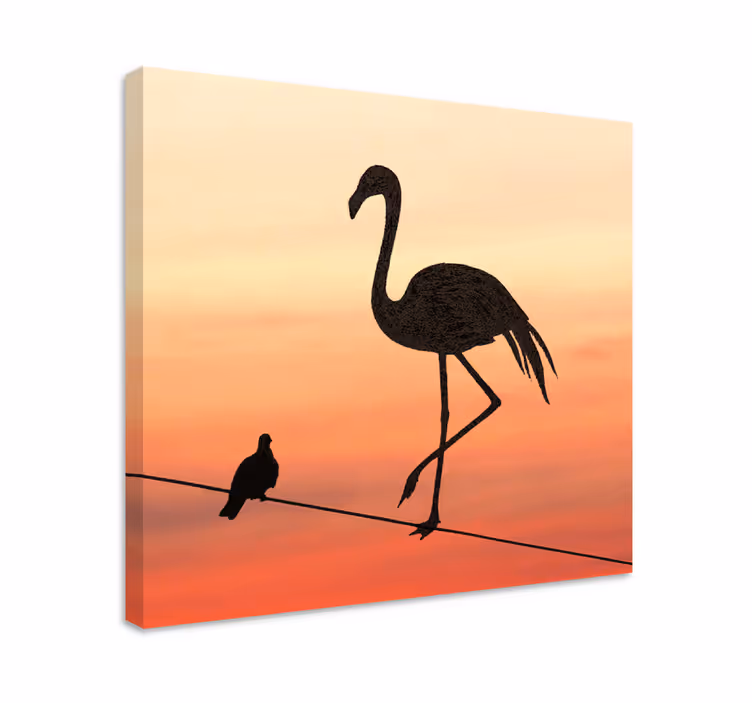 Flamingo ve kuşlar tasarım giriş tuval sanatı - TenStickers