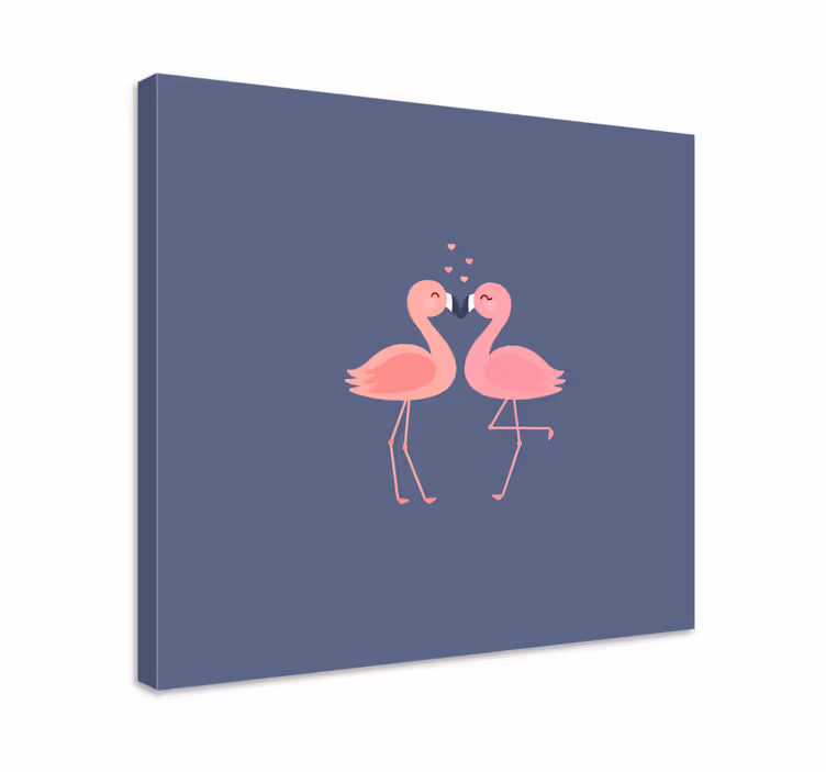 Bir kalp girişi oluşturan flamingolar tuval sanatı - TenStickers