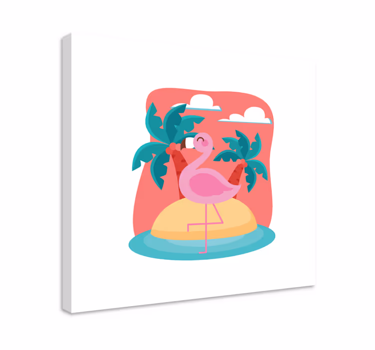 Hayvanlar tablo flamingo adada - TenStickers
