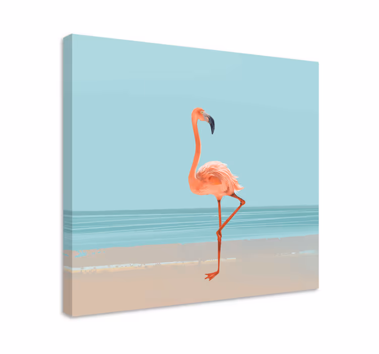 Kum üzerine flamingo resmi tuval duvar sanatı - TenStickers