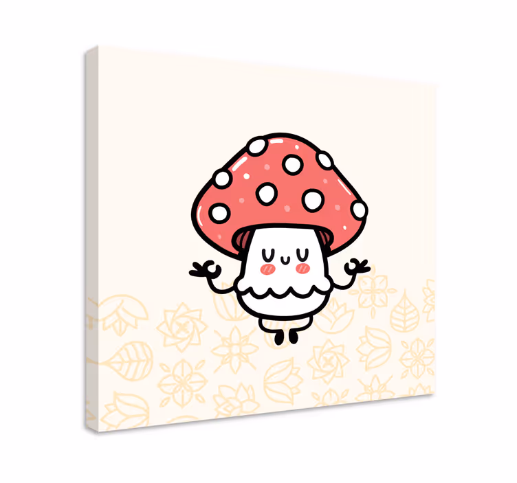Sevimli komik mutlu mashroom kreş tuval - TenStickers