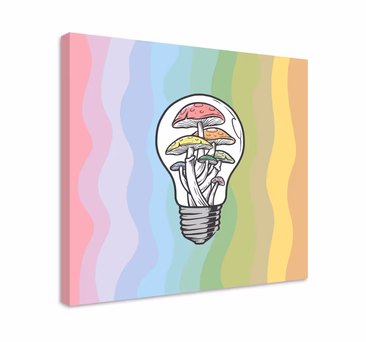 Metin içeren kanvas tablo - mantar ampulü - TenStickers