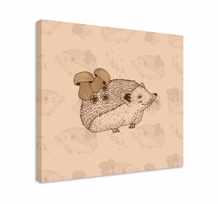 Mantarlı bej kirpi hayvanlar tablo - TenStickers