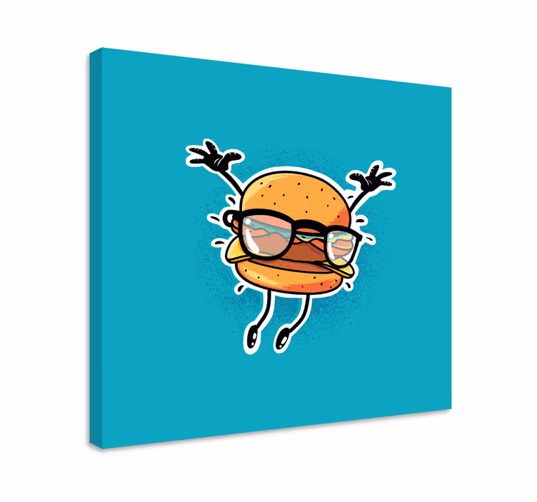 Metin içeren kanvas tablo - mutlu burger karakteri - TenStickers
