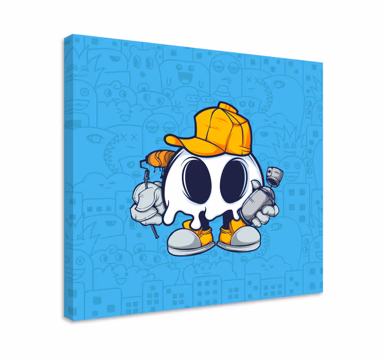 Kafatası havalı çocuk grafiti karikatür modern tuval - TenStickers