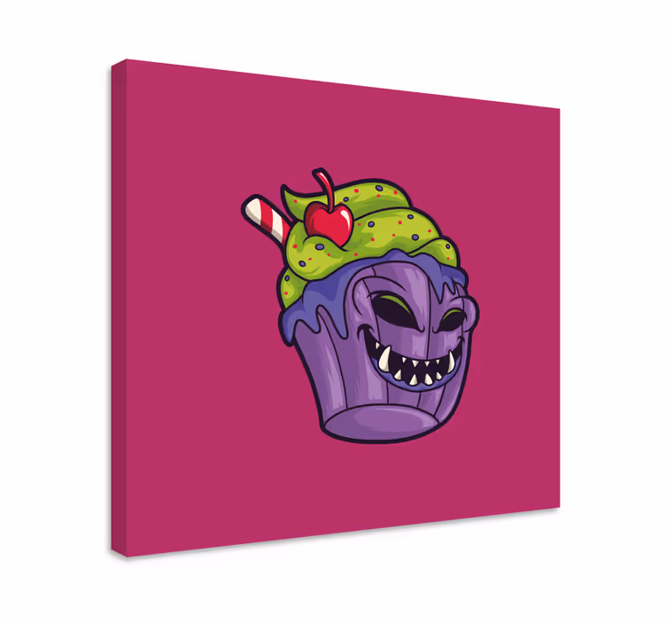 Tehditkar kek yaratığı metin içeren kanvas tablo - TenStickers