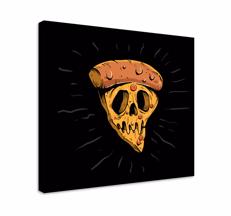 Kafatası pizza dilimi metin içeren kanvas tablo - TenStickers
